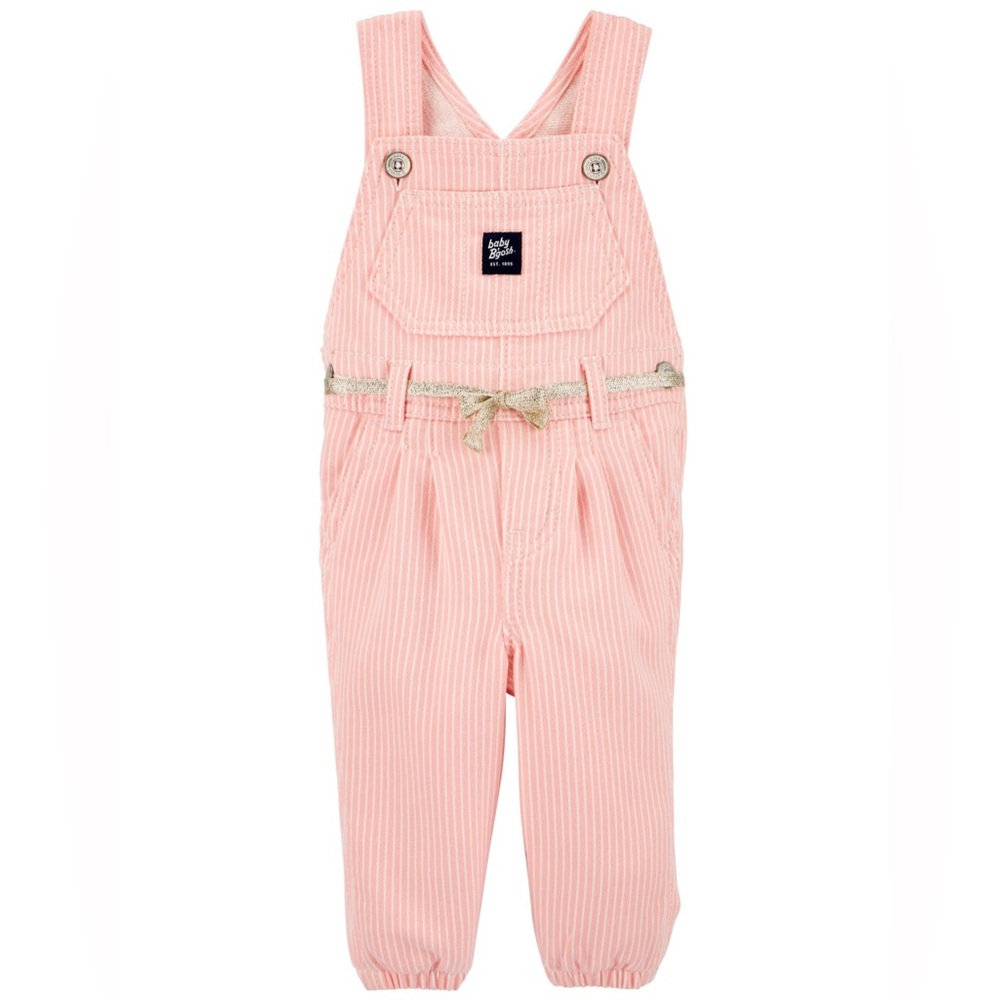 Oshkosh Pink & White Hickory Stripe Overalls Size 9 Months